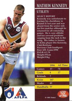 1995 Select AFL #177 Matthew Kennedy Back